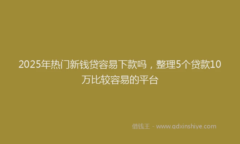 2025年热门新钱贷容易下款吗，整理5个贷款10万比较容易的平台