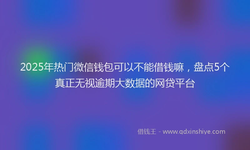 2025年热门微信钱包可以不能借钱嘛，盘点5个真正无视逾期大数据的网贷平台