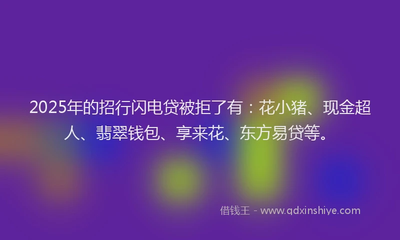 2025年的招行闪电贷被拒了有：花小猪、现金超人、翡翠钱包、享来花、东方易贷等。