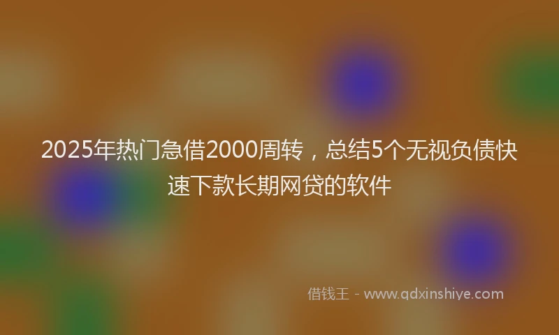 2025年热门急借2000周转，总结5个无视负债快速下款长期网贷的软件
