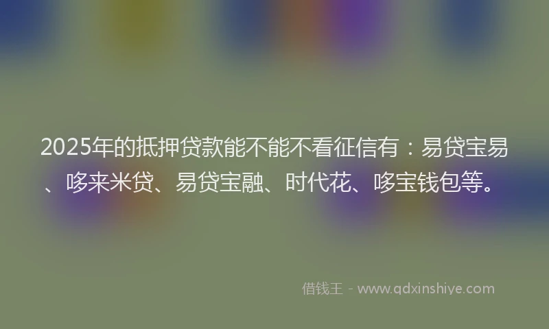 2025年的抵押贷款能不能不看征信有：易贷宝易、哆来米贷、易贷宝融、时代花、哆宝钱包等。