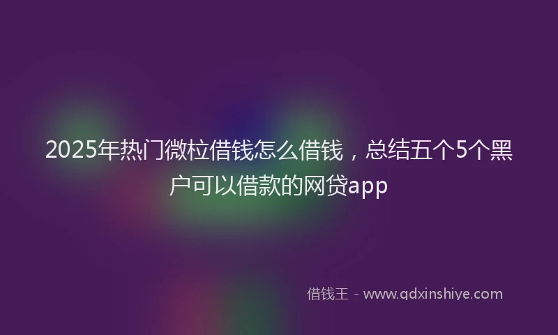 2025年热门微柆借钱怎么借钱，总结五个5个黑户可以借款的网贷app