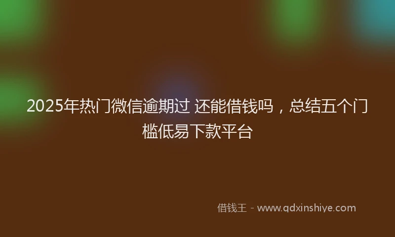 2025年热门微信逾期过 还能借钱吗，总结五个门槛低易下款平台