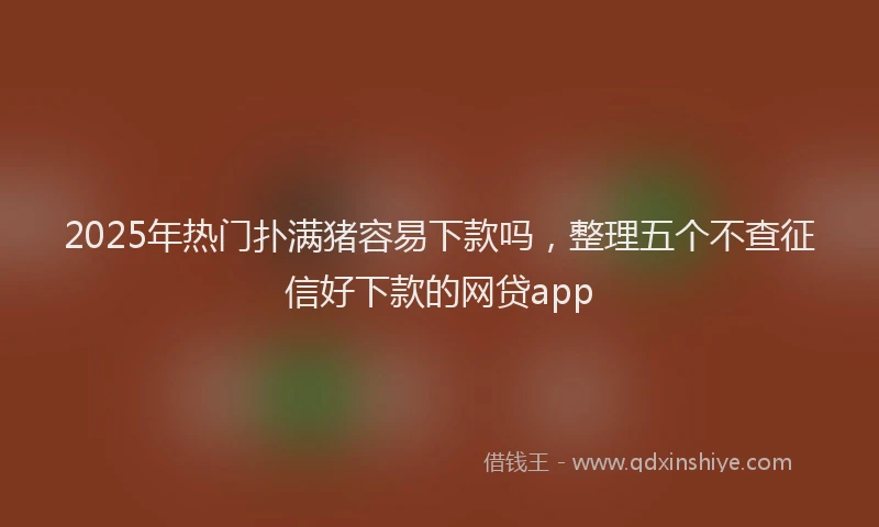 2025年热门扑满猪容易下款吗，整理五个不查征信好下款的网贷app