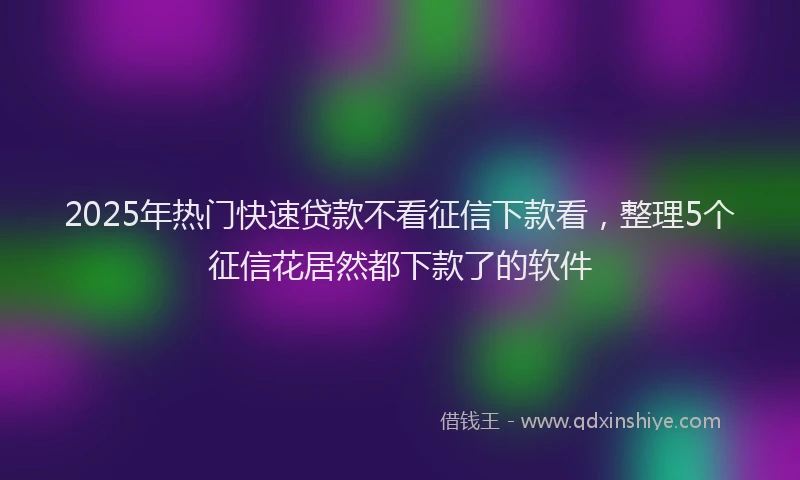 2025年热门快速贷款不看征信下款看，整理5个征信花居然都下款了的软件