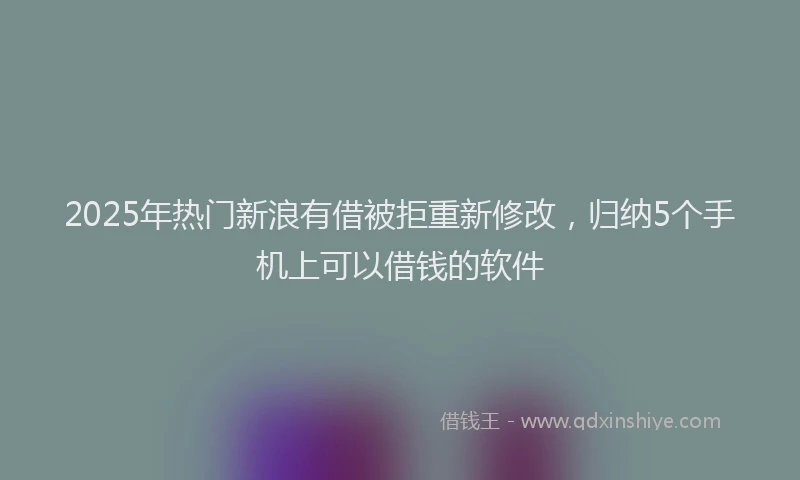 2025年热门新浪有借被拒重新修改，归纳5个手机上可以借钱的软件