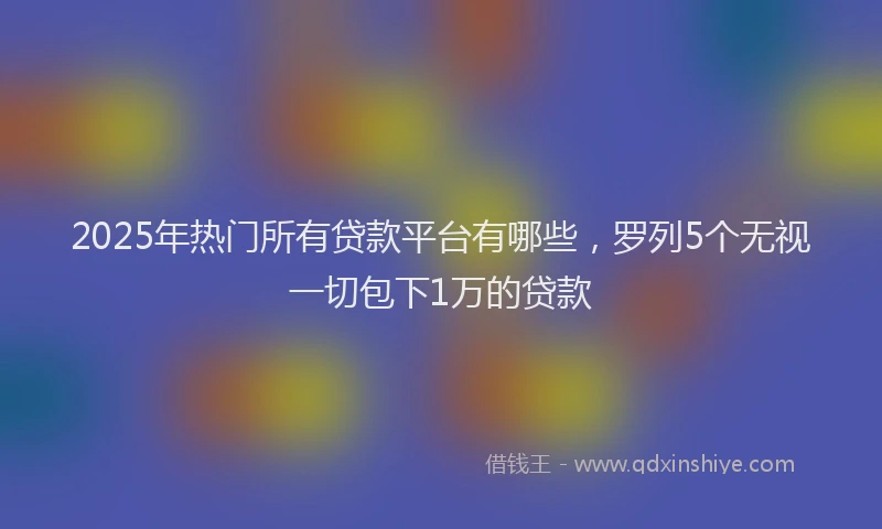 2025年热门所有贷款平台有哪些，罗列5个无视一切包下1万的贷款