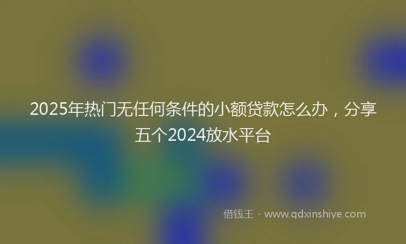 2025年热门无任何条件的小额贷款怎么办，分享五个2024放水平台
