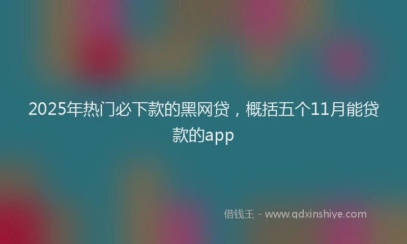 2025年热门必下款的黑网贷，概括五个11月能贷款的app