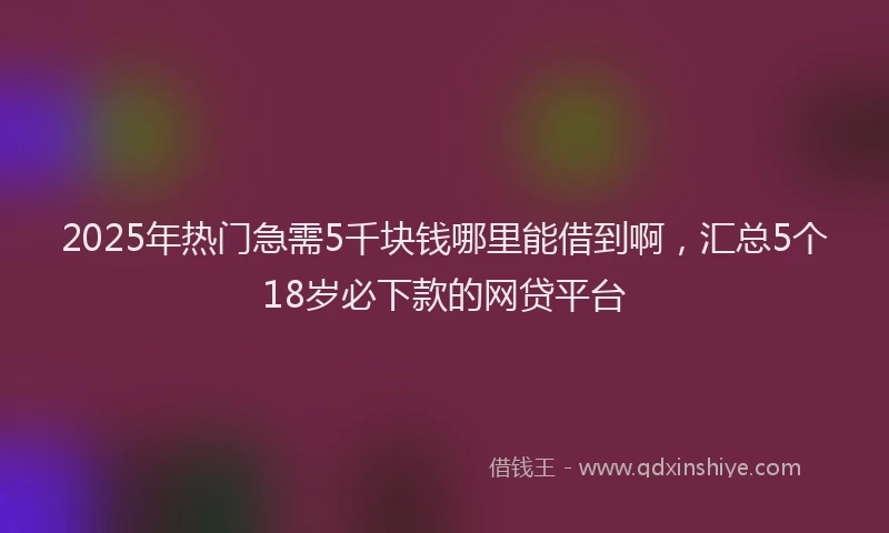 2025年热门急需5千块钱哪里能借到啊，汇总5个18岁必下款的网贷平台