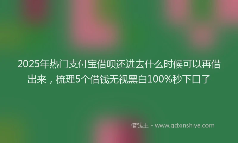 2025年热门支付宝借呗还进去什么时候可以再借出来，梳理5个借钱无视黑白100%秒下口子