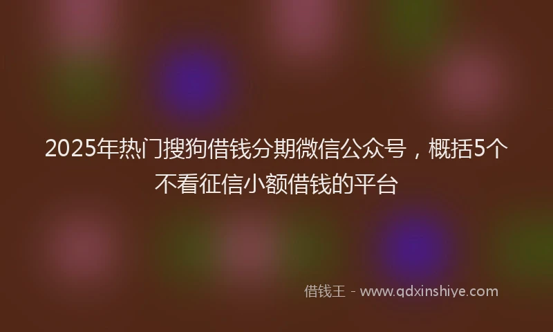 2025年热门搜狗借钱分期微信公众号，概括5个不看征信小额借钱的平台