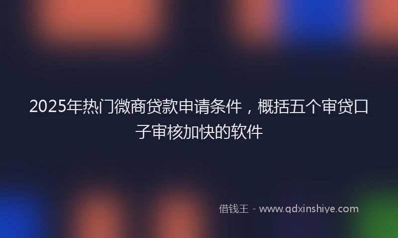 2025年热门微商贷款申请条件，概括五个审贷口子审核加快的软件