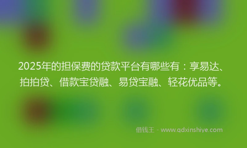 2025年的担保费的贷款平台有哪些有：享易达、拍拍贷、借款宝贷融、易贷宝融、轻花优品等。