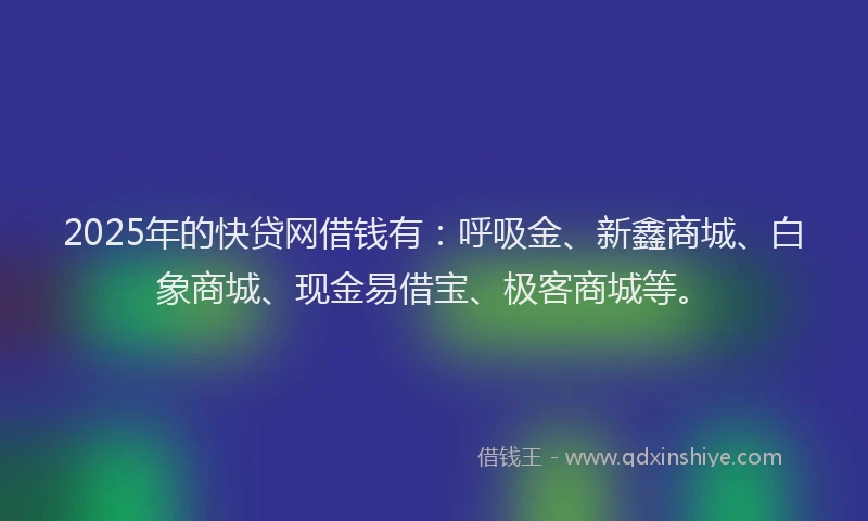 2025年的快贷网借钱有：呼吸金、新鑫商城、白象商城、现金易借宝、极客商城等。
