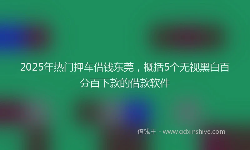 2025年热门押车借钱东莞，概括5个无视黑白百分百下款的借款软件