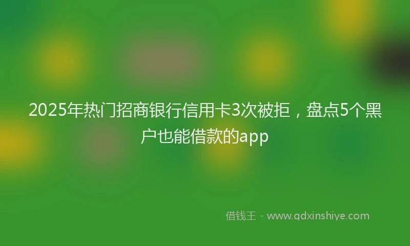 2025年热门招商银行信用卡3次被拒，盘点5个黑户也能借款的app