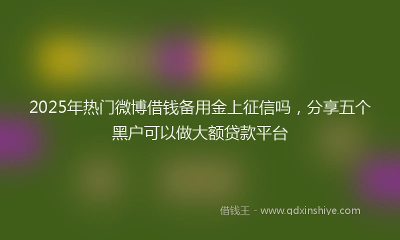 2025年热门微博借钱备用金上征信吗，分享五个黑户可以做大额贷款平台