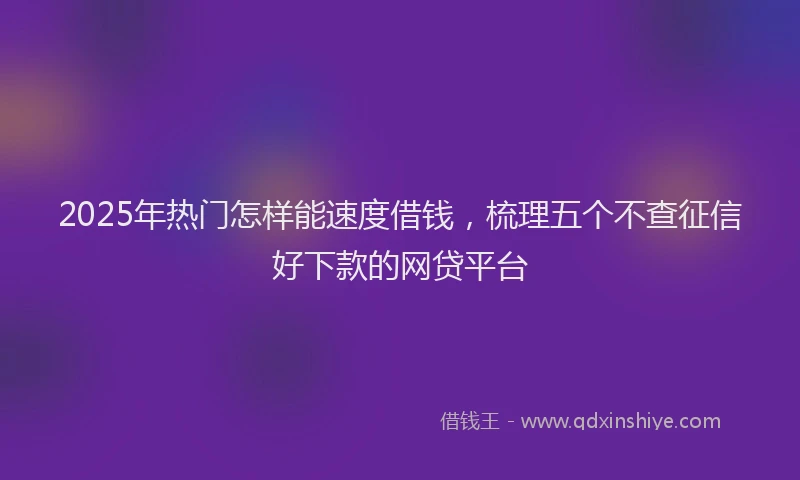 2025年热门怎样能速度借钱，梳理五个不查征信好下款的网贷平台