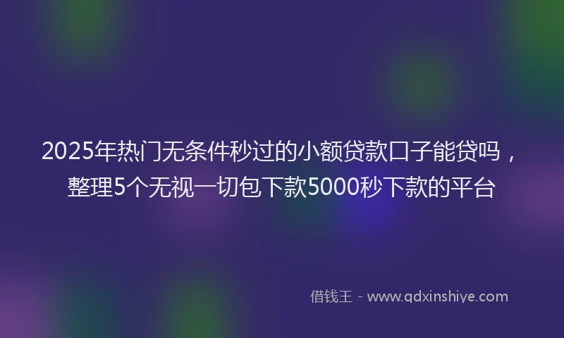 2025年热门无条件秒过的小额贷款口子能贷吗，整理5个无视一切包下款5000秒下款的平台