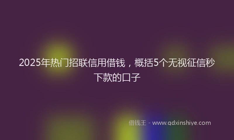 2025年热门招联信用借钱，概括5个无视征信秒下款的口子