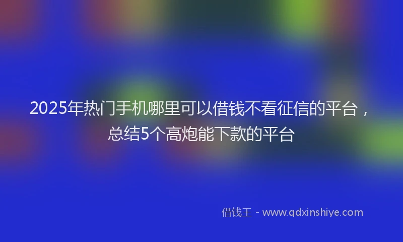 2025年热门手机哪里可以借钱不看征信的平台，总结5个高炮能下款的平台