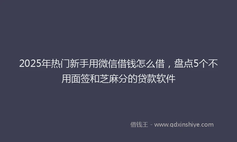 2025年热门新手用微信借钱怎么借，盘点5个不用面签和芝麻分的贷款软件