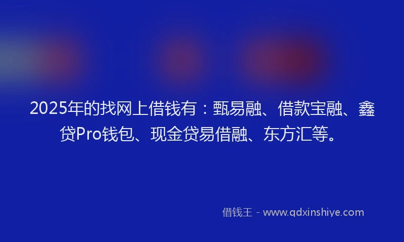 2025年的找网上借钱有：甄易融、借款宝融、鑫贷Pro钱包、现金贷易借融、东方汇等。