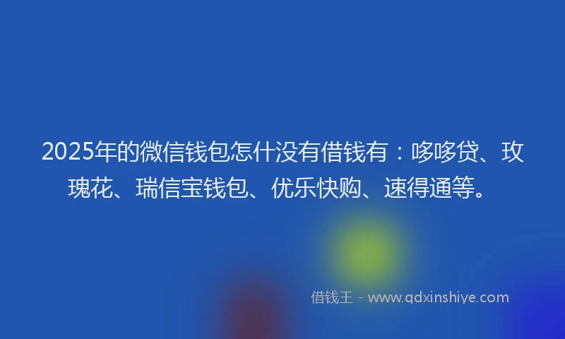 2025年的微信钱包怎什没有借钱有：哆哆贷、玫瑰花、瑞信宝钱包、优乐快购、速得通等。