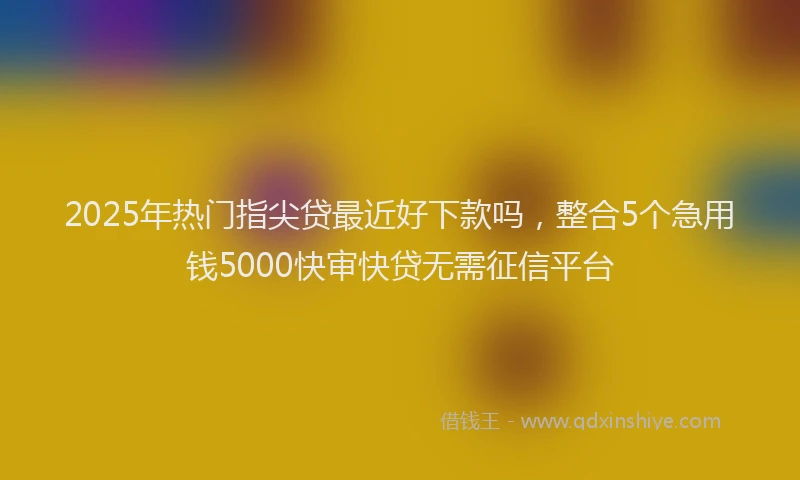 2025年热门指尖贷最近好下款吗，整合5个急用钱5000快审快贷无需征信平台