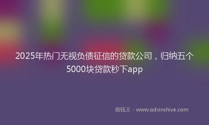 2025年热门无视负债征信的贷款公司，归纳五个5000块贷款秒下app