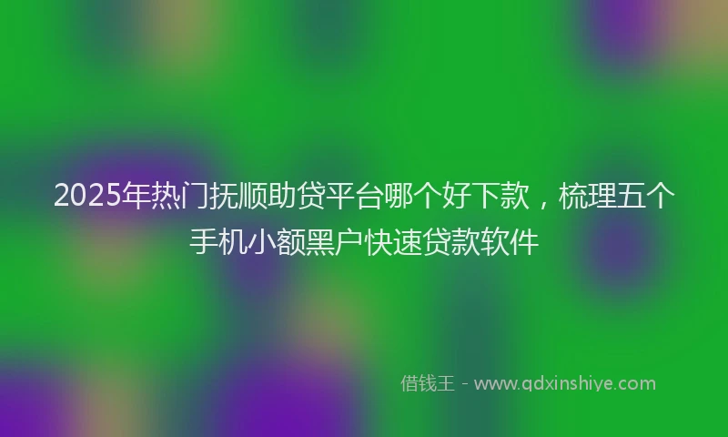 2025年热门抚顺助贷平台哪个好下款，梳理五个手机小额黑户快速贷款软件
