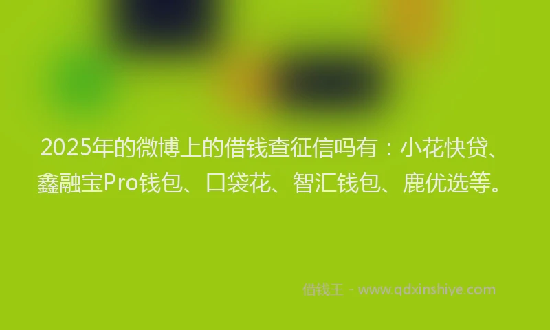 2025年的微博上的借钱查征信吗有：小花快贷、鑫融宝Pro钱包、口袋花、智汇钱包、鹿优选等。