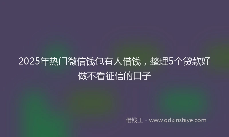 2025年热门微信钱包有人借钱，整理5个贷款好做不看征信的口子