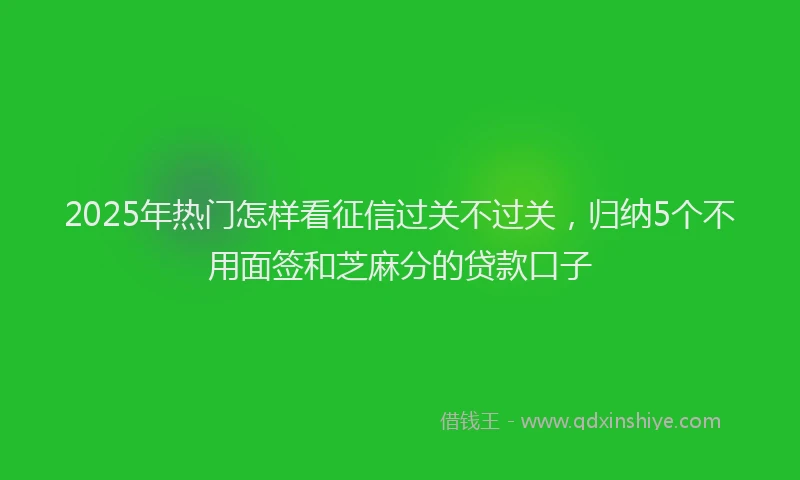 2025年热门怎样看征信过关不过关，归纳5个不用面签和芝麻分的贷款口子