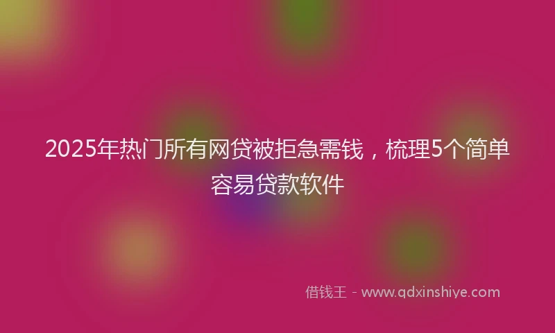 2025年热门所有网贷被拒急需钱，梳理5个简单容易贷款软件