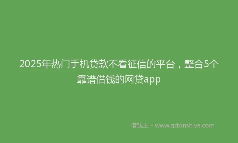 2025年热门手机贷款不看征信的平台，整合5个靠谱借钱的网贷app