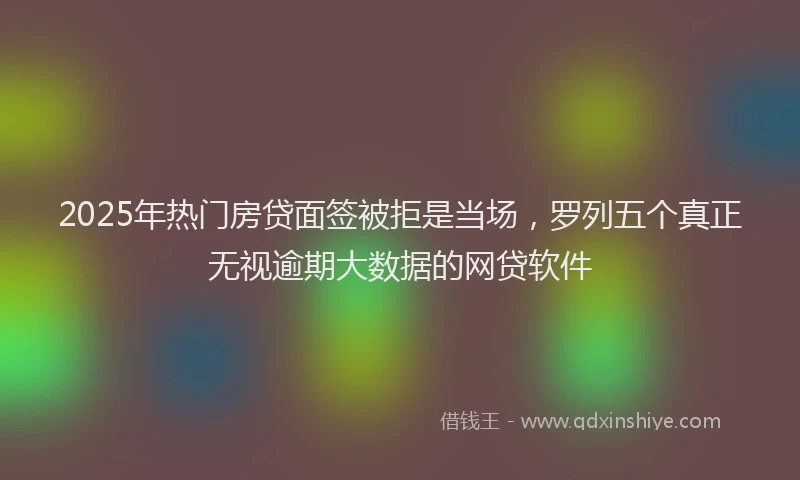 2025年热门房贷面签被拒是当场，罗列五个真正无视逾期大数据的网贷软件