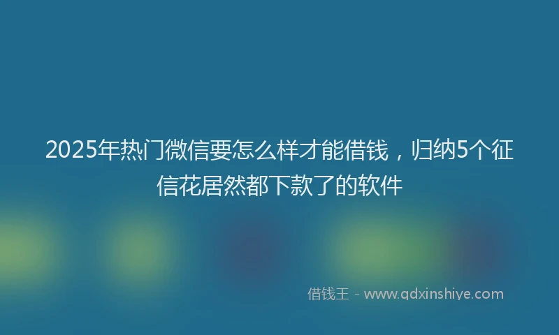 2025年热门微信要怎么样才能借钱，归纳5个征信花居然都下款了的软件