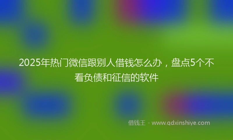 2025年热门微信跟别人借钱怎么办，盘点5个不看负债和征信的软件
