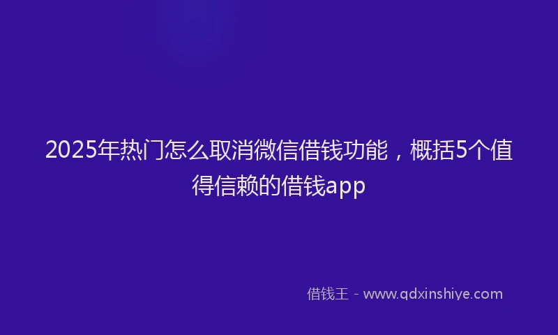 2025年热门怎么取消微信借钱功能，概括5个值得信赖的借钱app