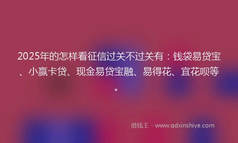 2025年的怎样看征信过关不过关有：钱袋易贷宝、小赢卡贷、现金易贷宝融、易得花、宜花呗等。