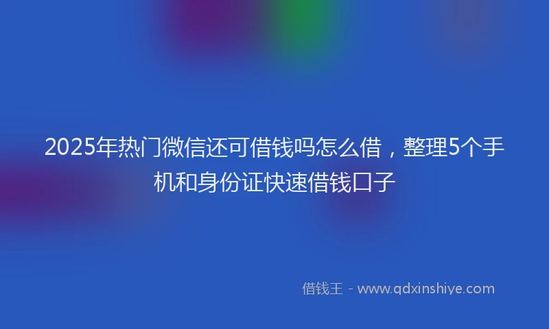 2025年热门微信还可借钱吗怎么借，整理5个手机和身份证快速借钱口子