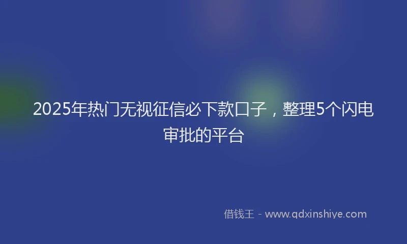 2025年热门无视征信必下款口子，整理5个闪电审批的平台