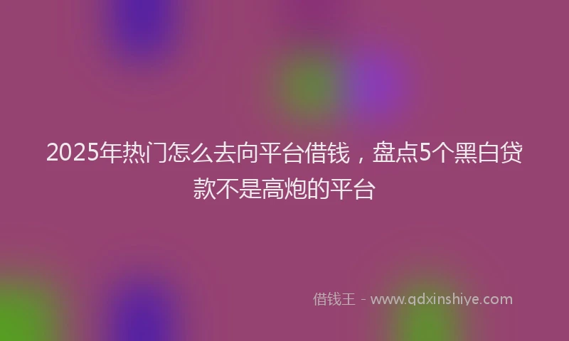 2025年热门怎么去向平台借钱，盘点5个黑白贷款不是高炮的平台