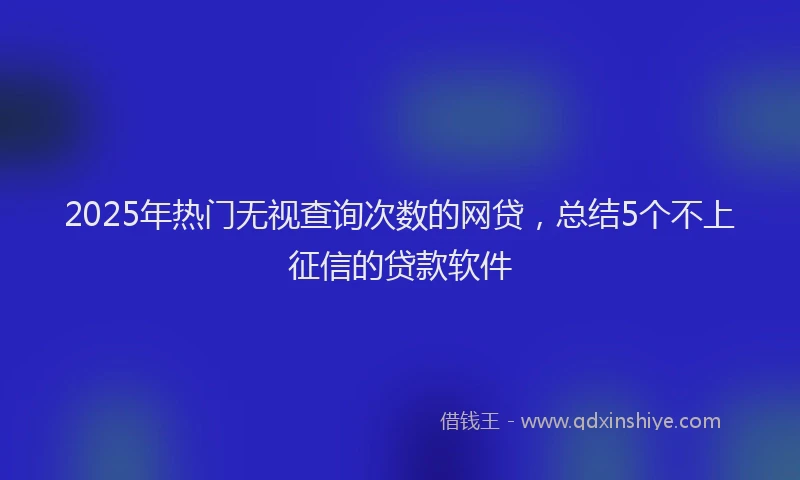 2025年热门无视查询次数的网贷，总结5个不上征信的贷款软件