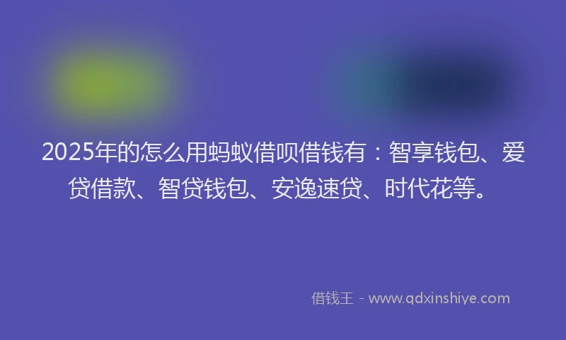 2025年的怎么用蚂蚁借呗借钱有：智享钱包、爱贷借款、智贷钱包、安逸速贷、时代花等。