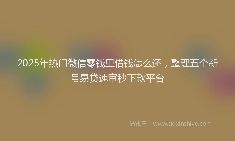 2025年热门微信零钱里借钱怎么还，整理五个新号易贷速审秒下款平台