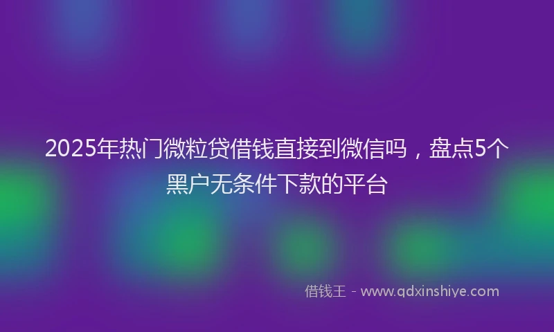 2025年热门微粒贷借钱直接到微信吗，盘点5个黑户无条件下款的平台