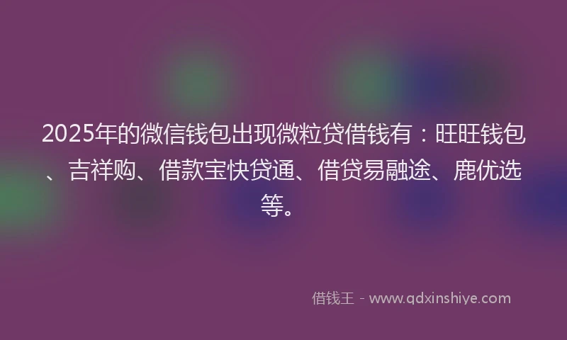 2025年的微信钱包出现微粒贷借钱有：旺旺钱包、吉祥购、借款宝快贷通、借贷易融途、鹿优选等。
